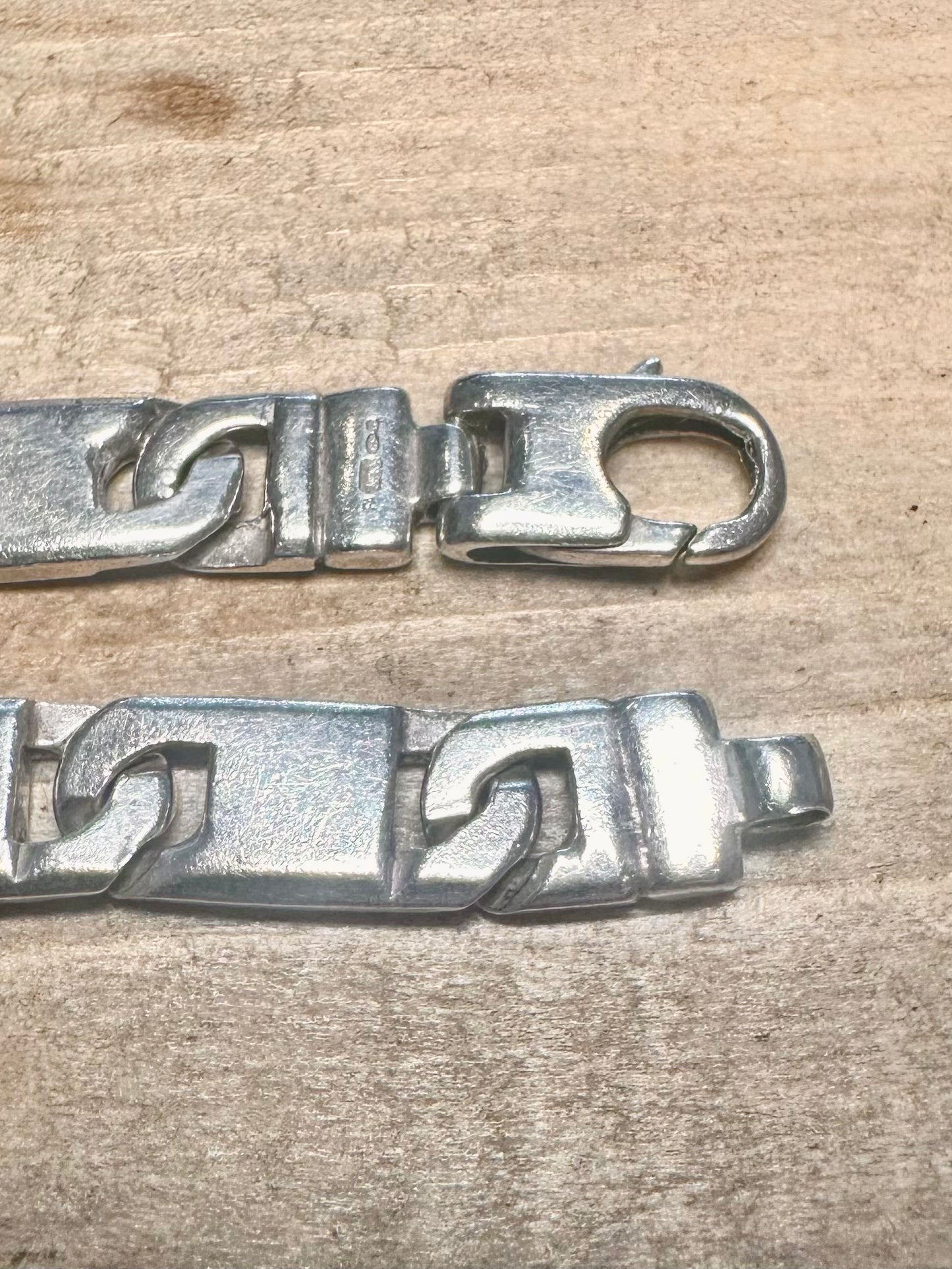 Vintage Flat Unique Chain 925 Silver 8.5 inch Bracelet