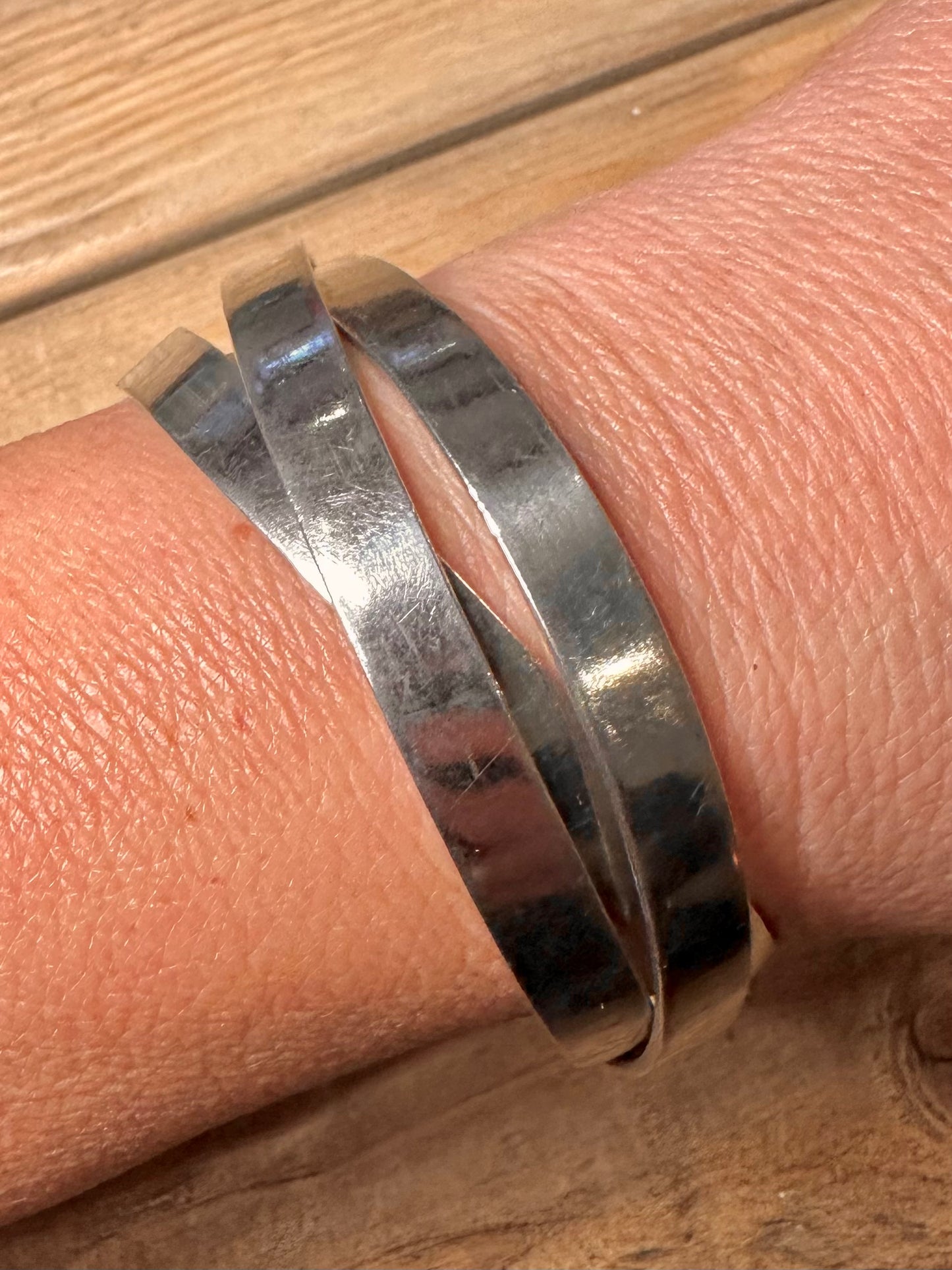 Vintage Chunky Three Band 925 Silver Bangle