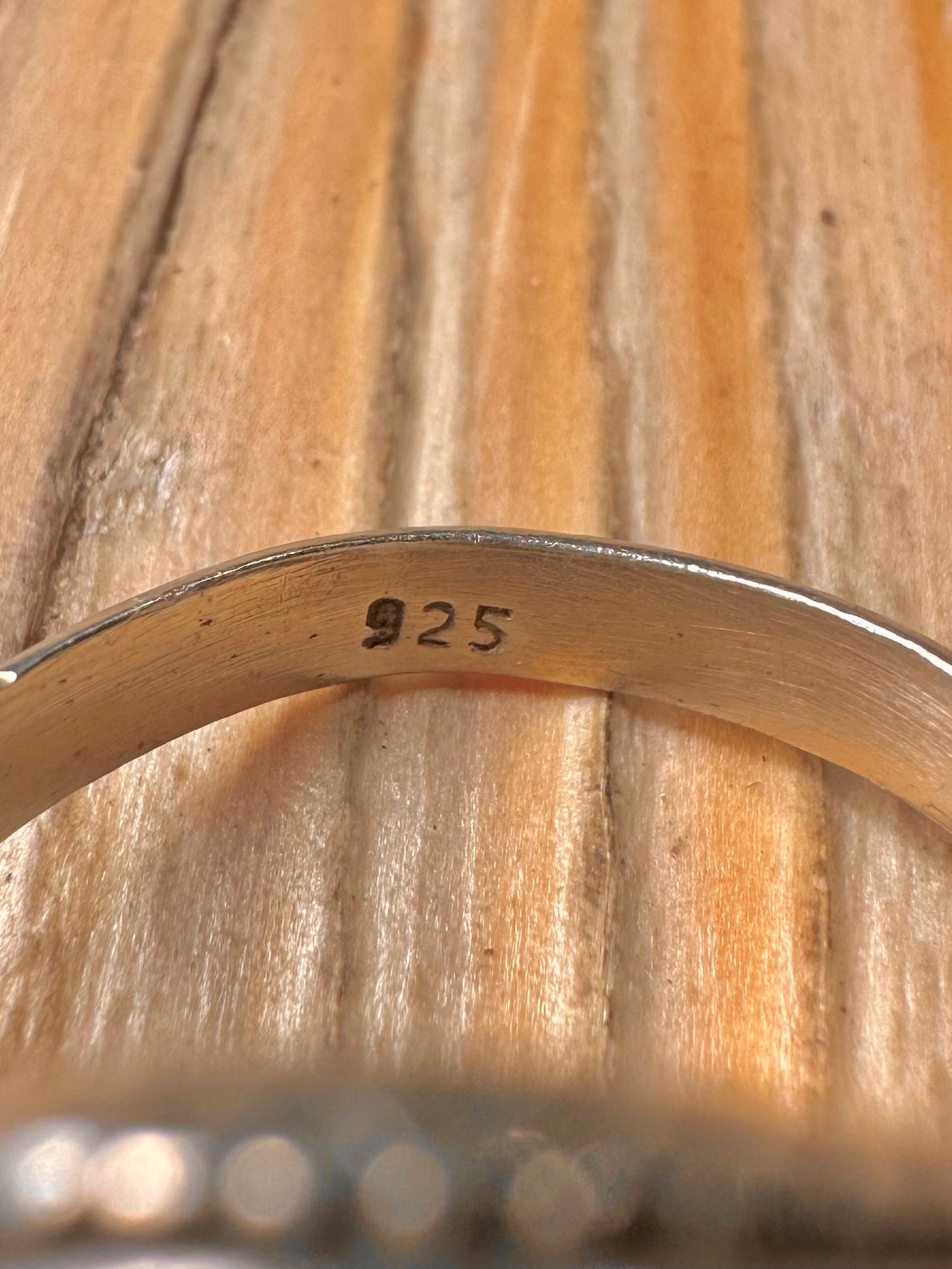 Vintage Navajo Malachite 925 Sterling Silver Size P Ring