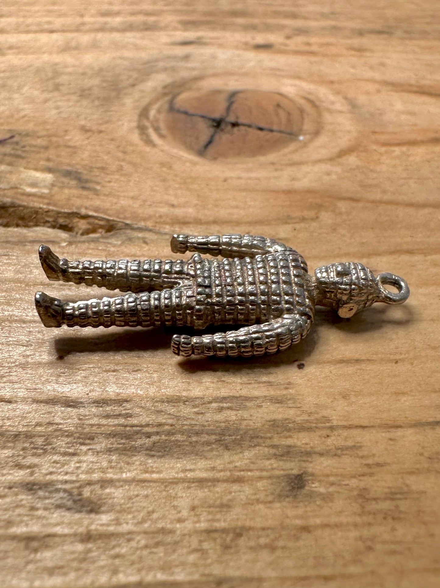 Vintage Textured Man 925 Silver Charm Pendant