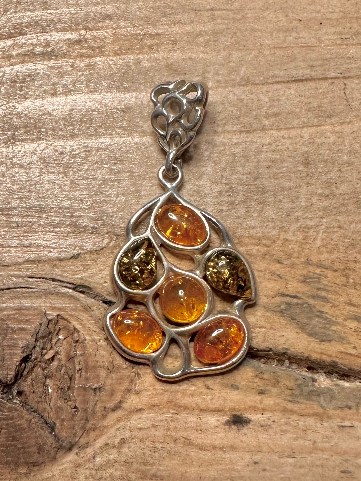 Abstract Multi Amber 925 Silver Pendant