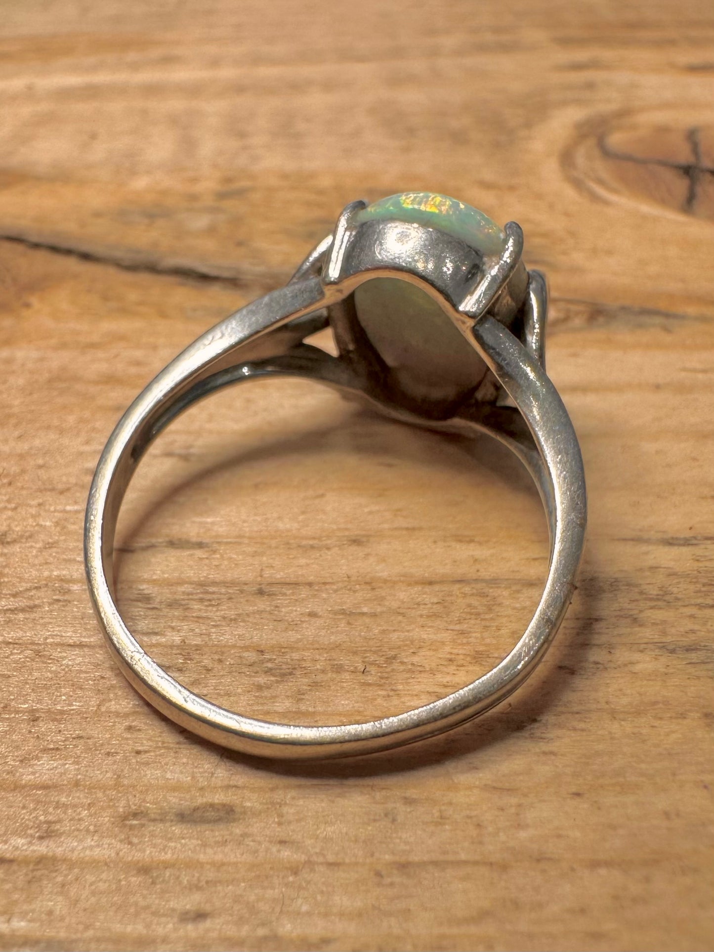 Vintage Opal 925 Silver Size U Ring
