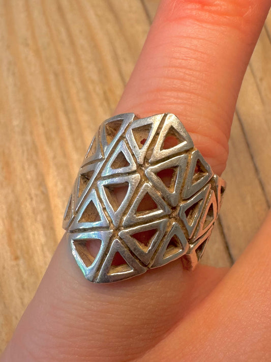 Abstract Geometric 925 Sterling Silver Size K1/2 Ring