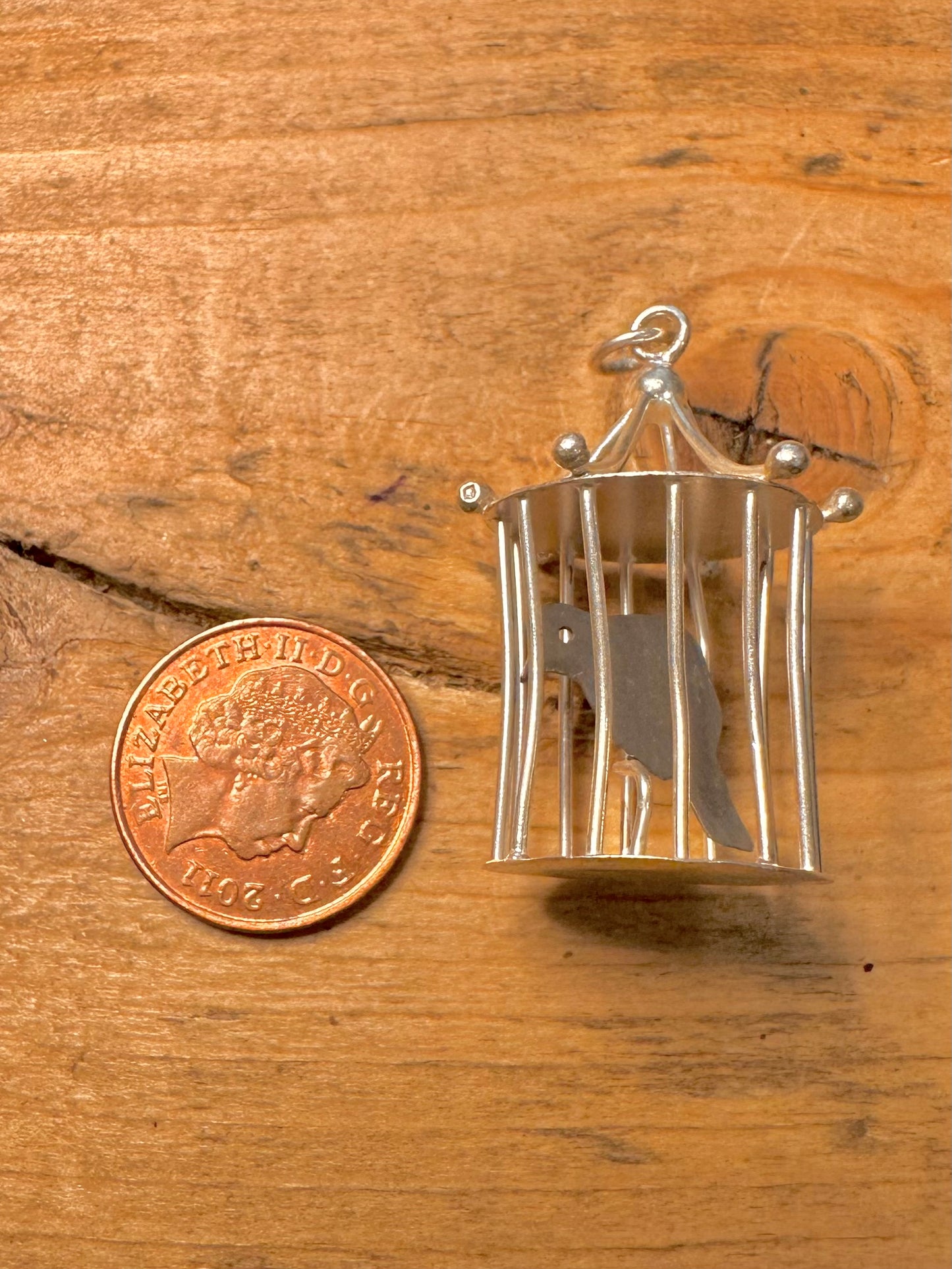 Handmade Bird Cage 925 Silver Pendant