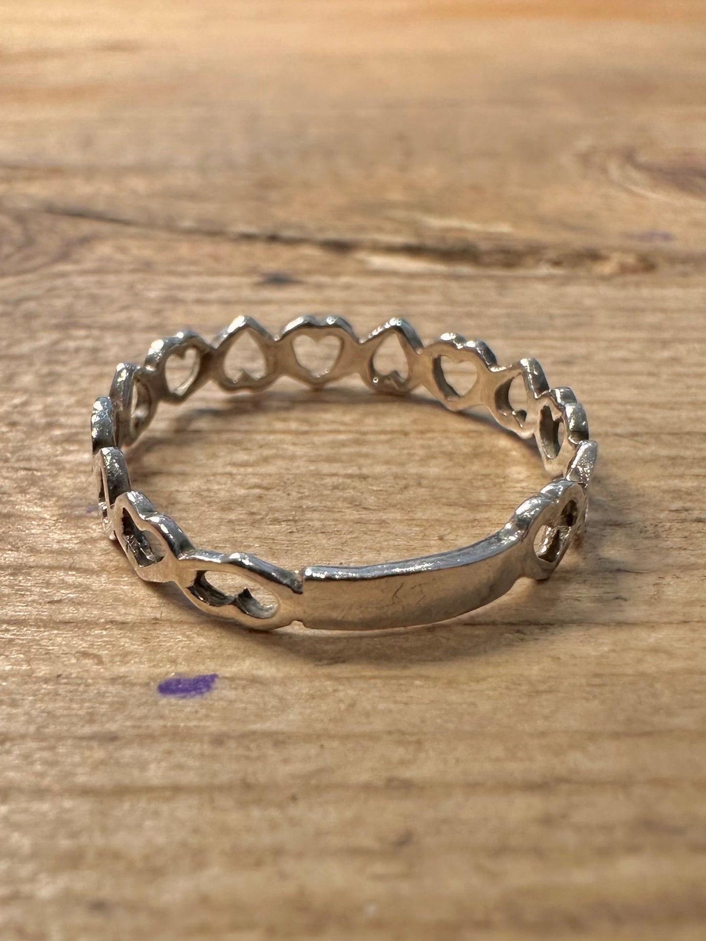 Vintage Heart Band 925 Silver Size P Ring