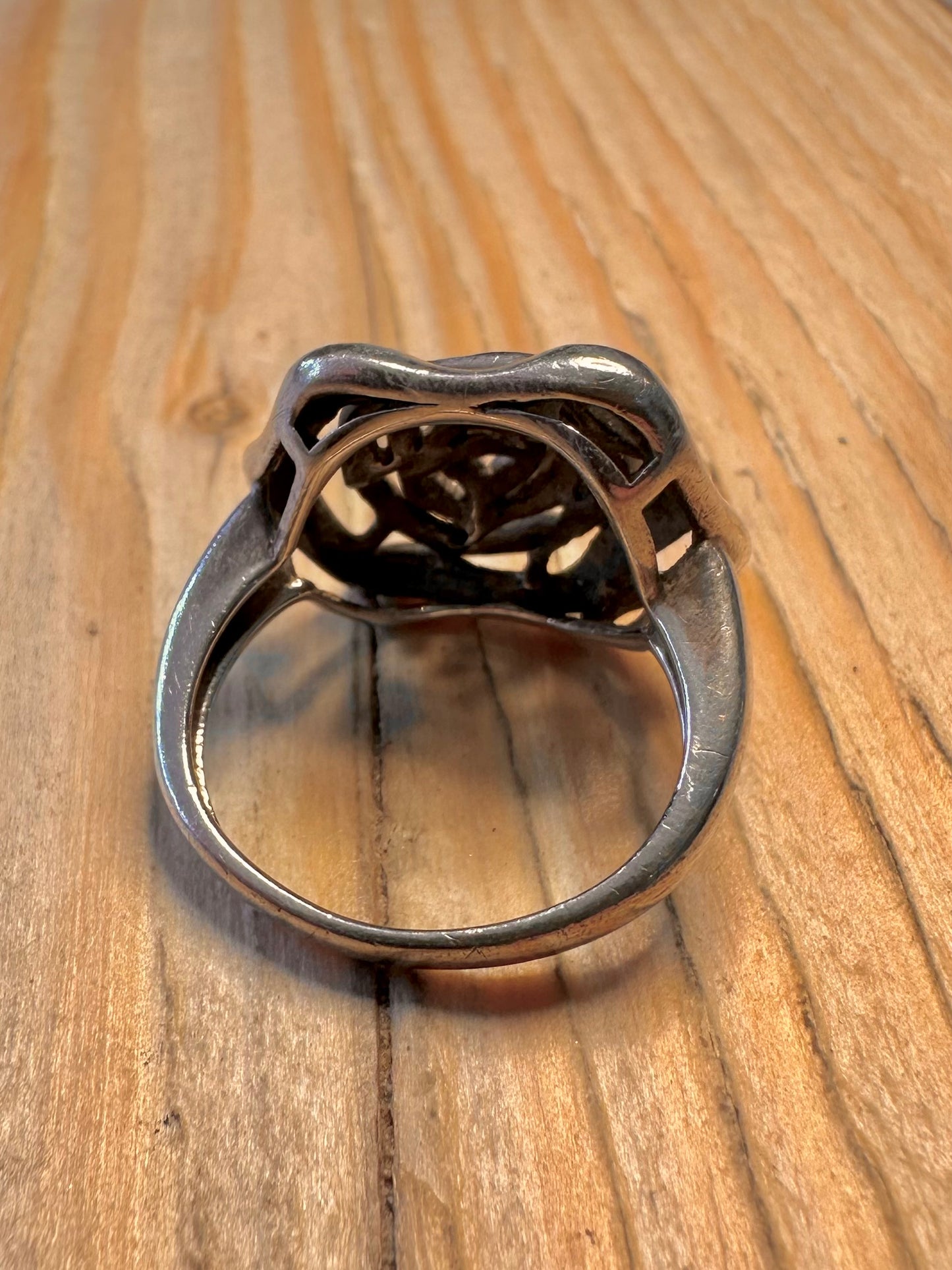 Vintage Abstract Rose 925 Silver Size O Ring