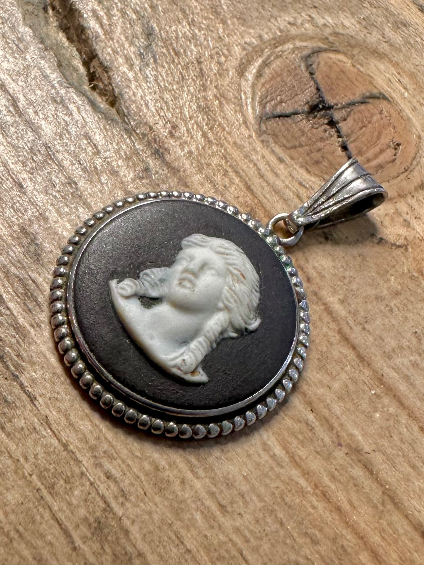 Vintage Black Wedgwood 925 Silver Made in England Pendant