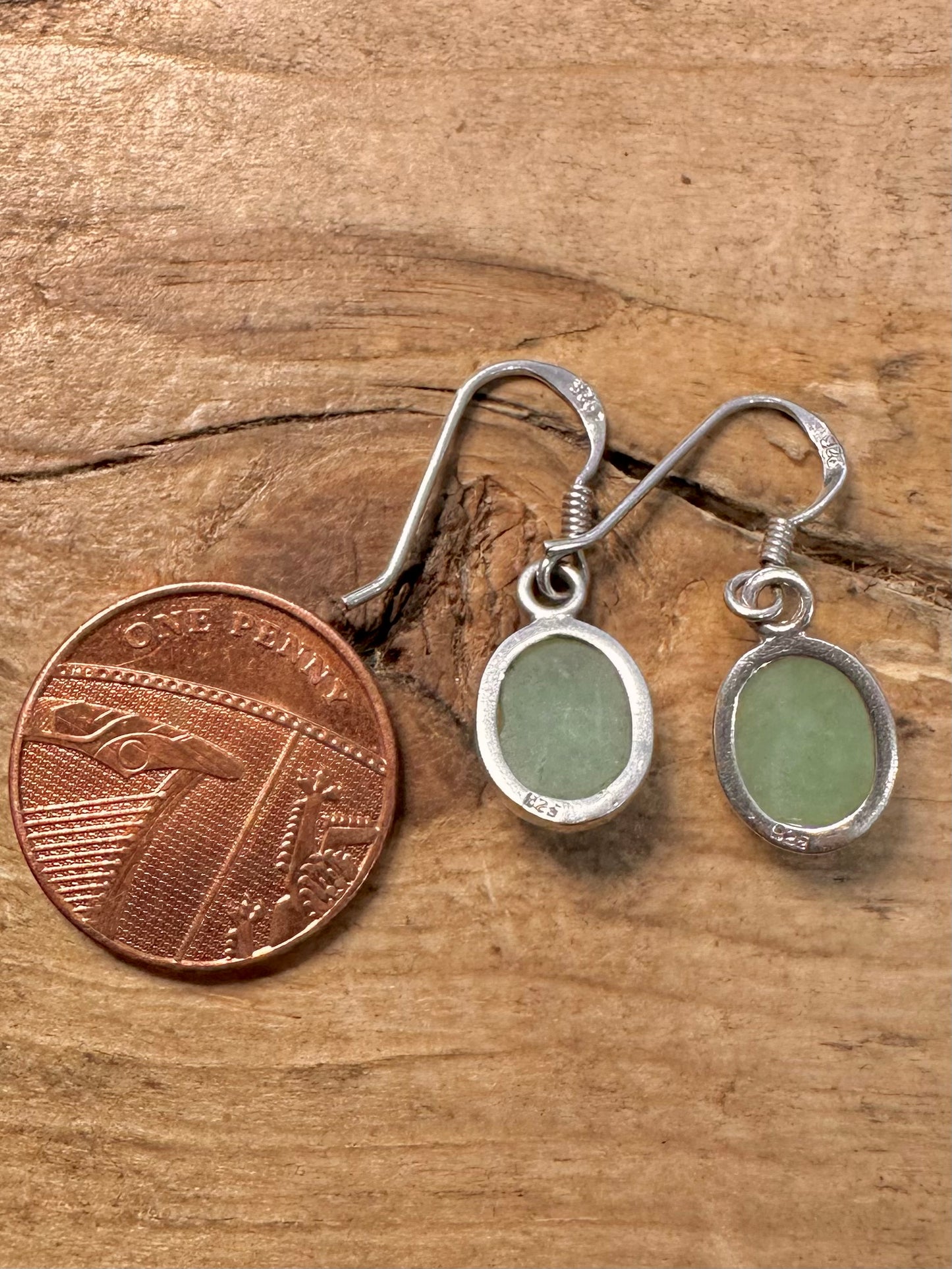 Vintage Round Green Stone 925 Silver Earrings