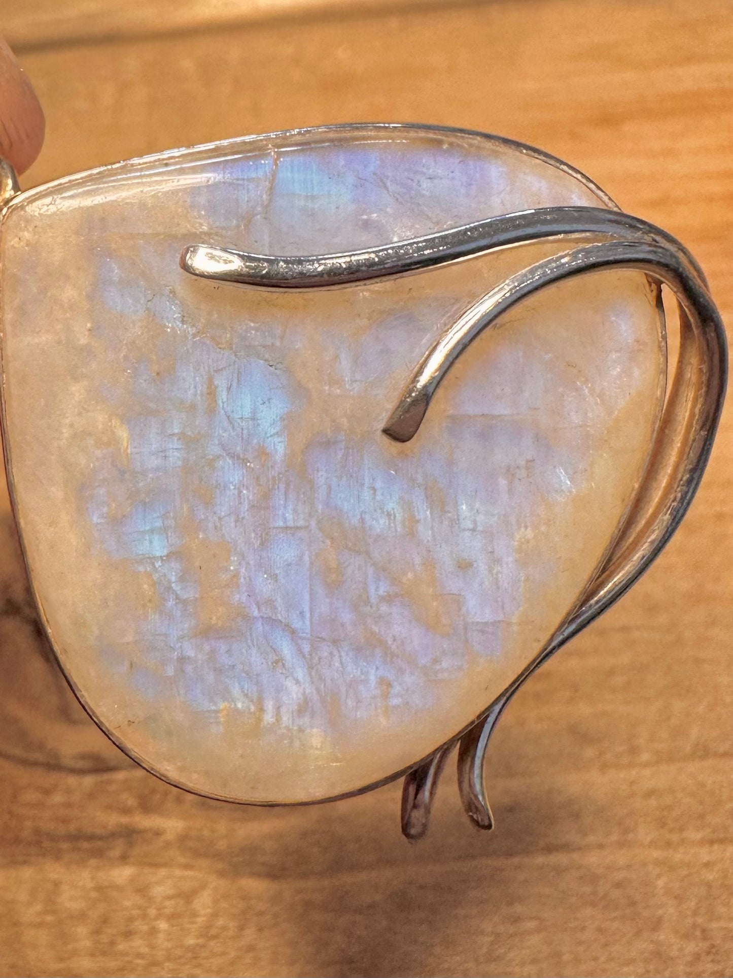Abstract Moonstone Large Teardrop 925 Silver Pendant