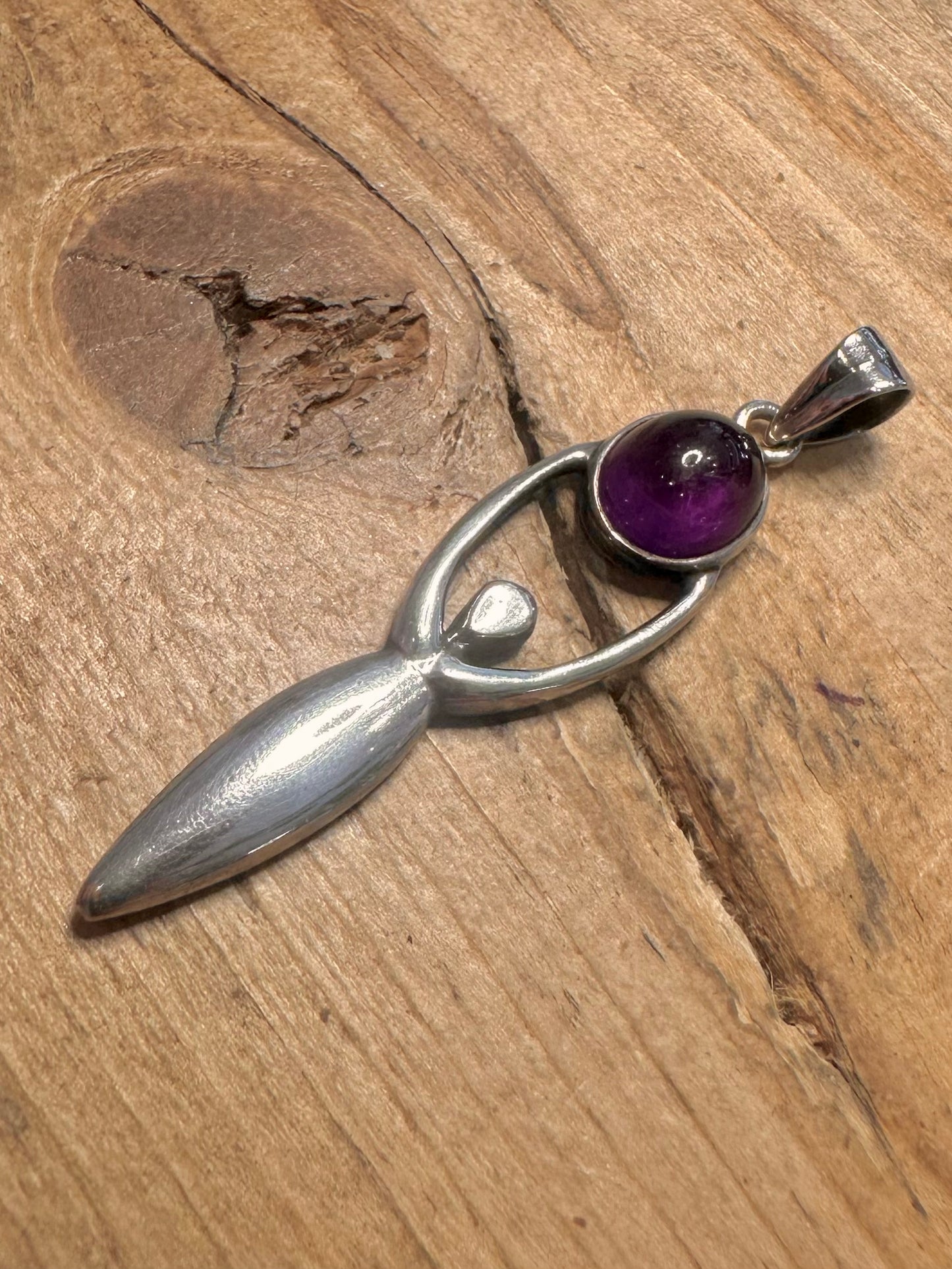 Vintage Amethyst Goddess 925 Silver Pendant