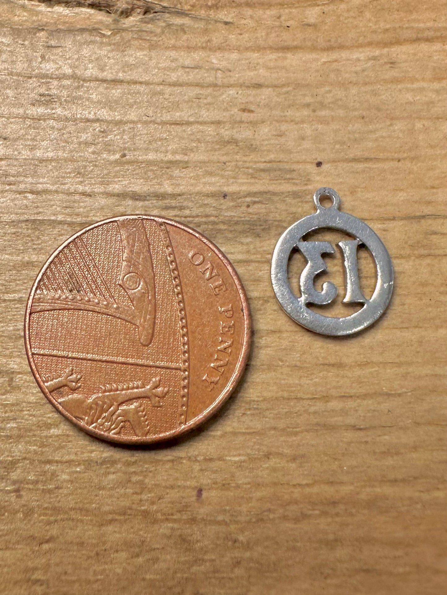 Vintage 13 Red Enamel 925 Silver Pendant