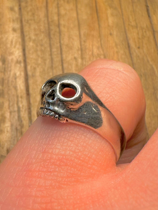 Vintage Skull Head 925 Sterling Silver Size O Ring