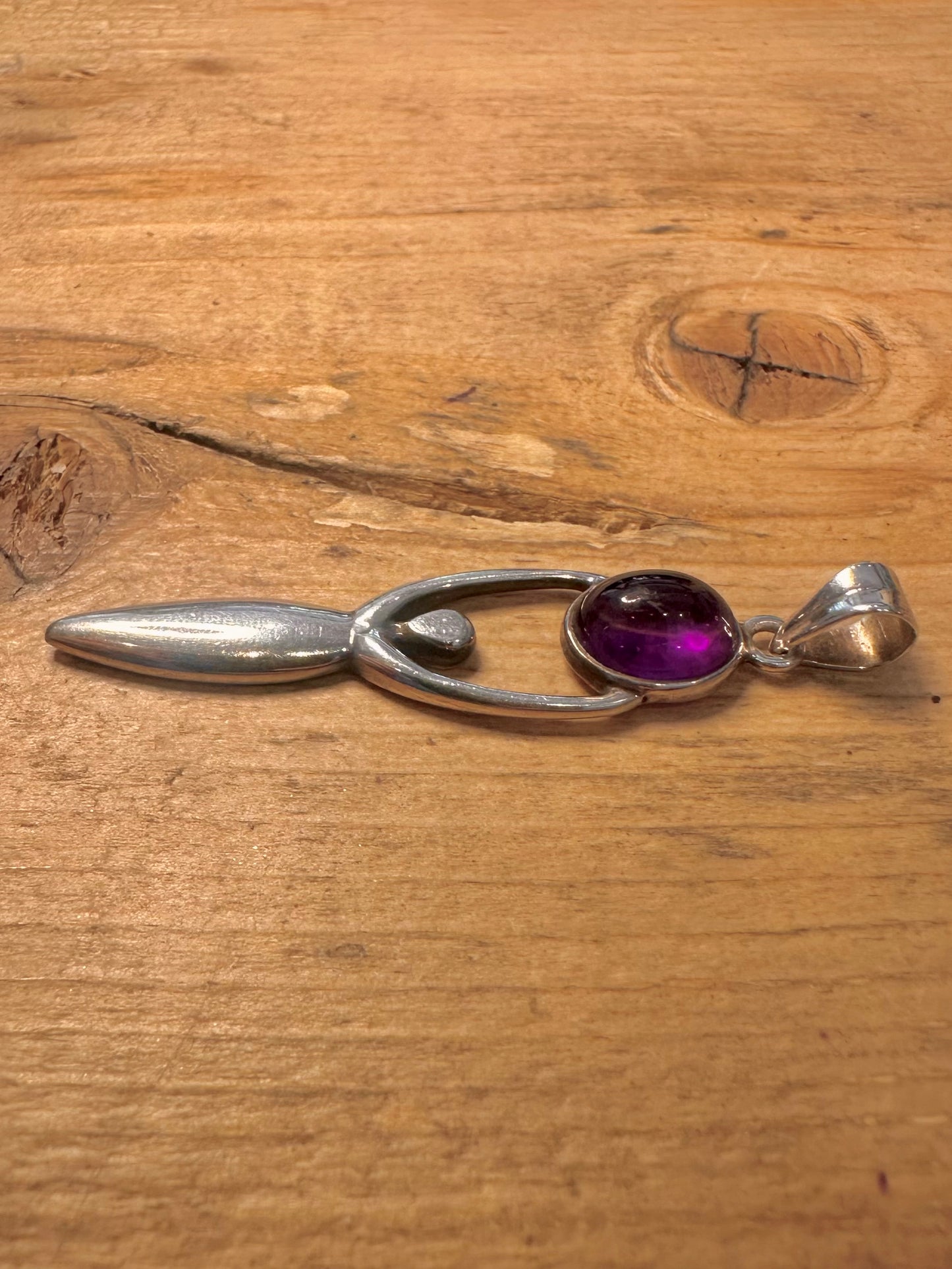Vintage Amethyst Goddess 925 Silver Pendant