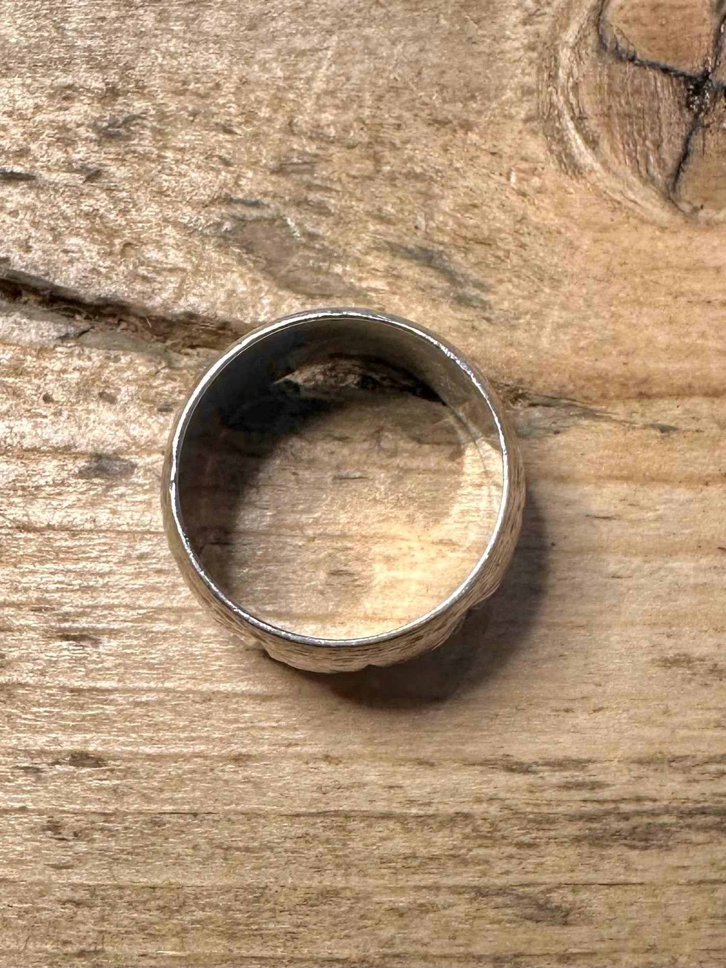 Vintage Wide Engraved Band 925 Silver Size J1/2 Ring