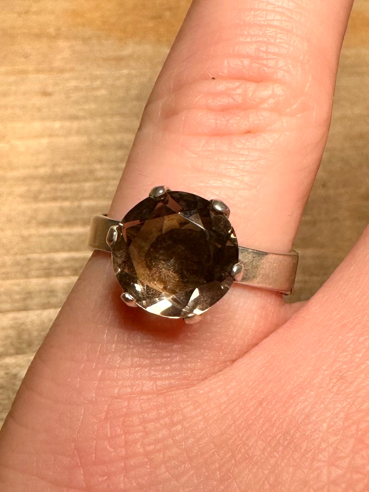Vintage Neil’s Erik Smokey Quarts 925 Silver Size O1/2 Ring