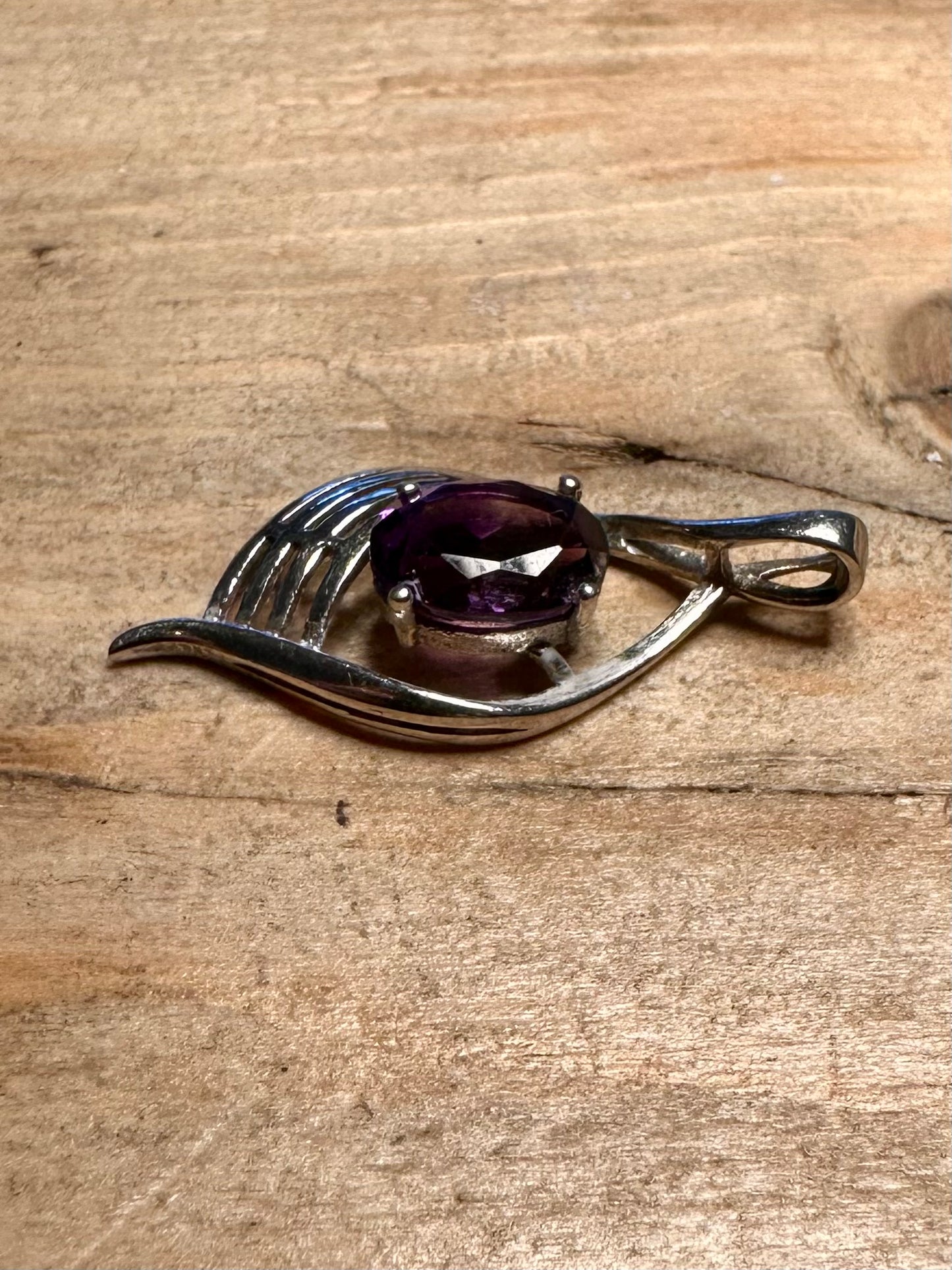 Modern Purple Stone 925 Silver Pendant