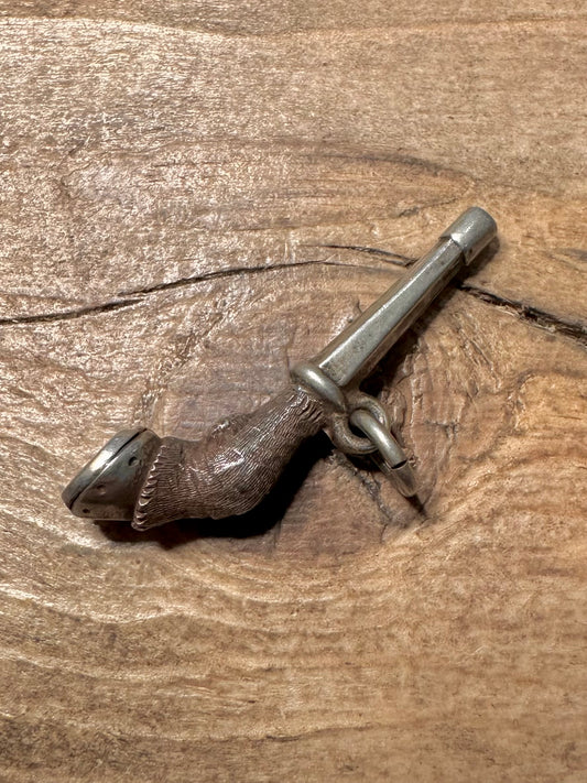 Antique  Horse Leg and Hoof Pocket Watch Key Silver Collectable Pendant