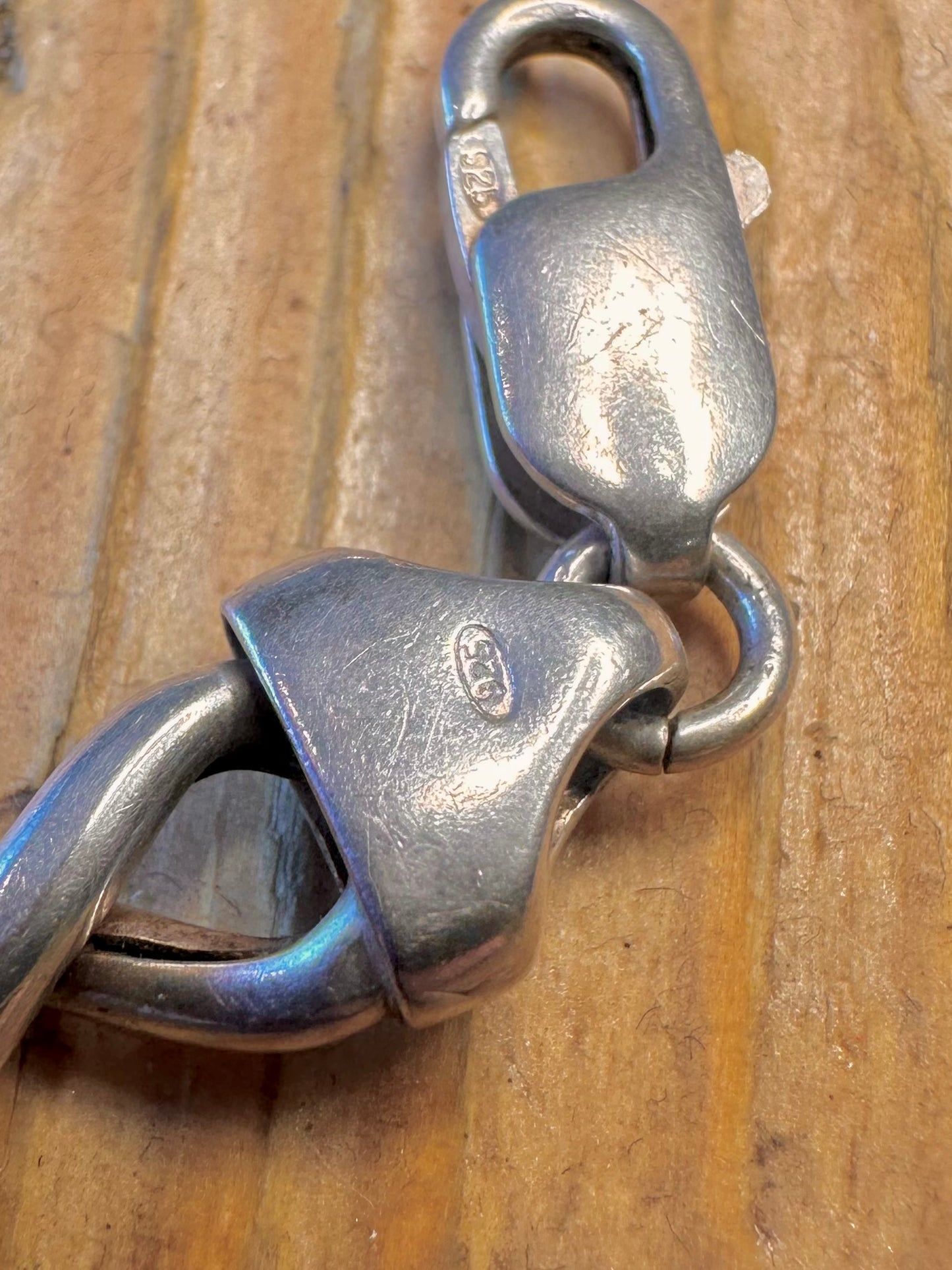 Twisted Link Knot Chain 925 Sterling Silver 7.8 inch Bracelet