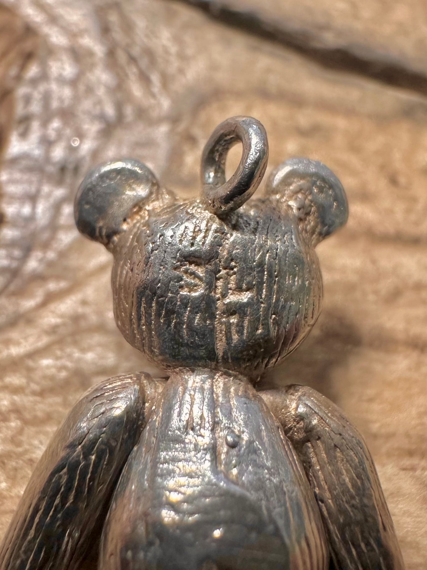 Vintage Teddy Bear Articulated 925 Silver Charm Pendant