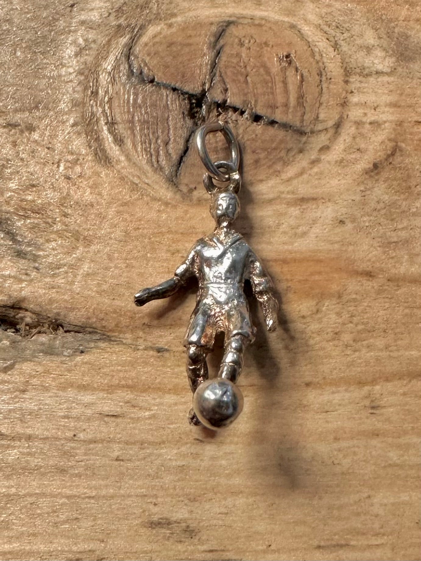 Vintage Footballer 925 Silver Charm Pendant