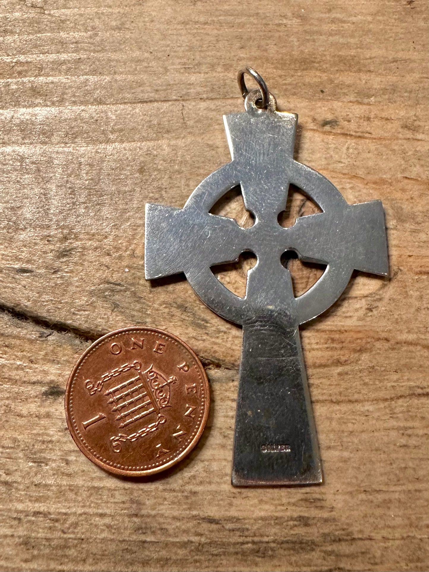 Vintage Large Celtic Engraved 925 Silver Pendant