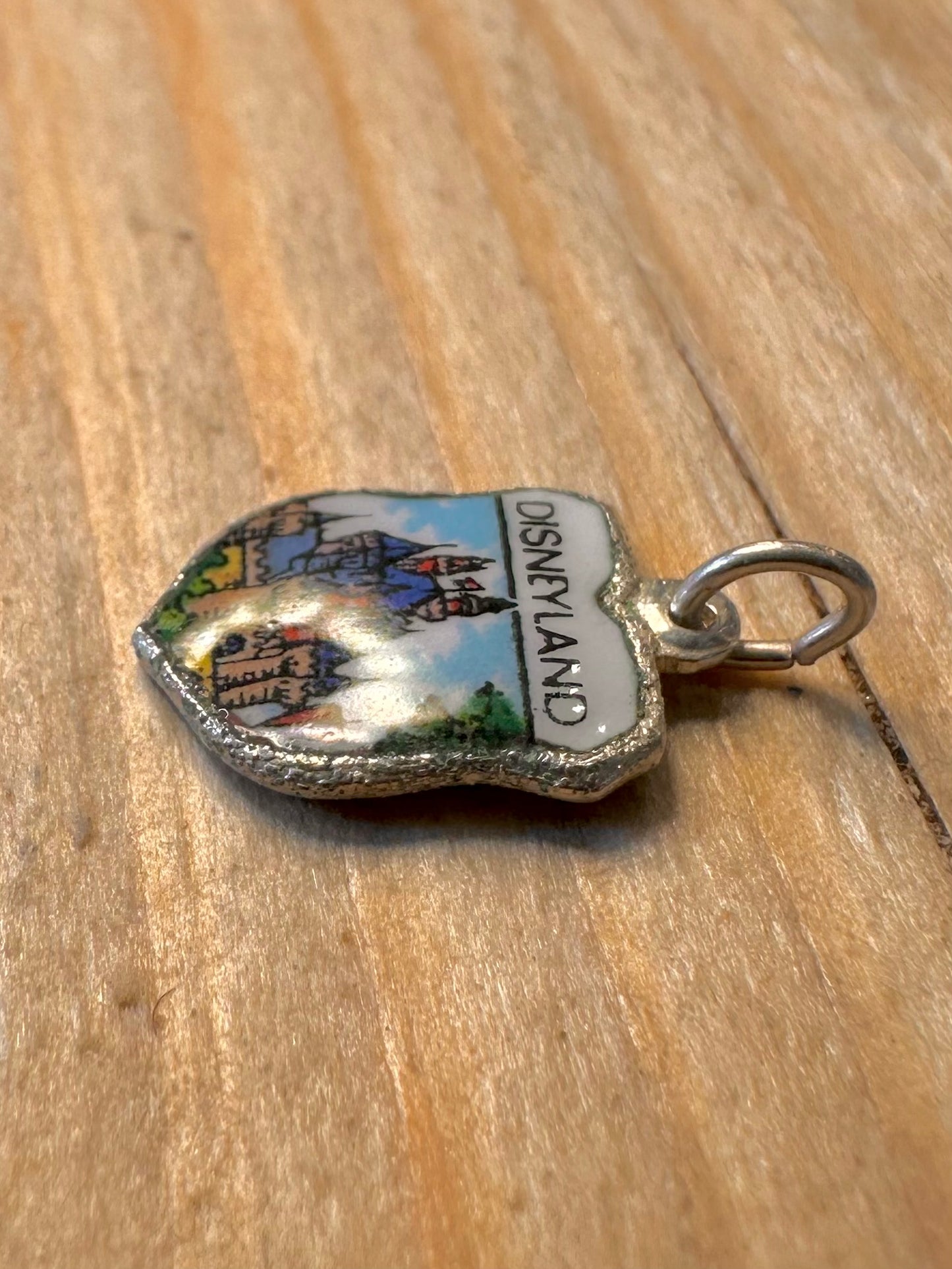 Rare Vintage Enamel Disneyland Crest 925 Silver Pendant