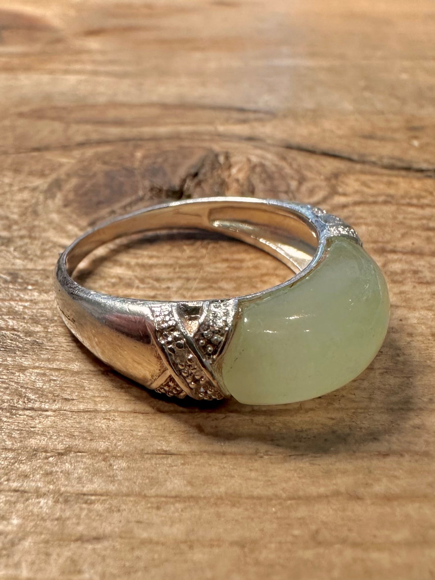 Vintage Jade 925 Silver Size Q Ring