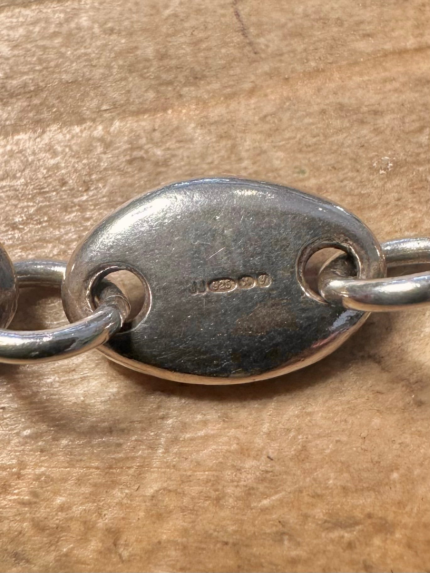 Abstract 1998 Pebble Link 925 Silver 16.5 to 17.5 inch Necklace