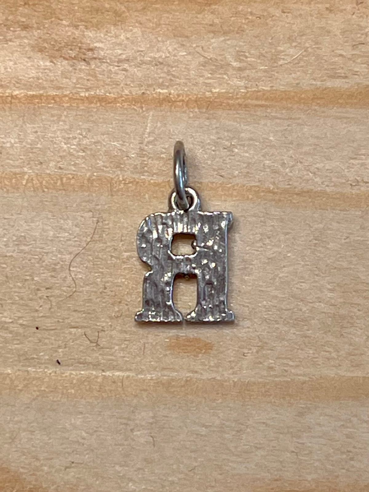 Small Textured R Shaped 925 Sterling Silver Pendant