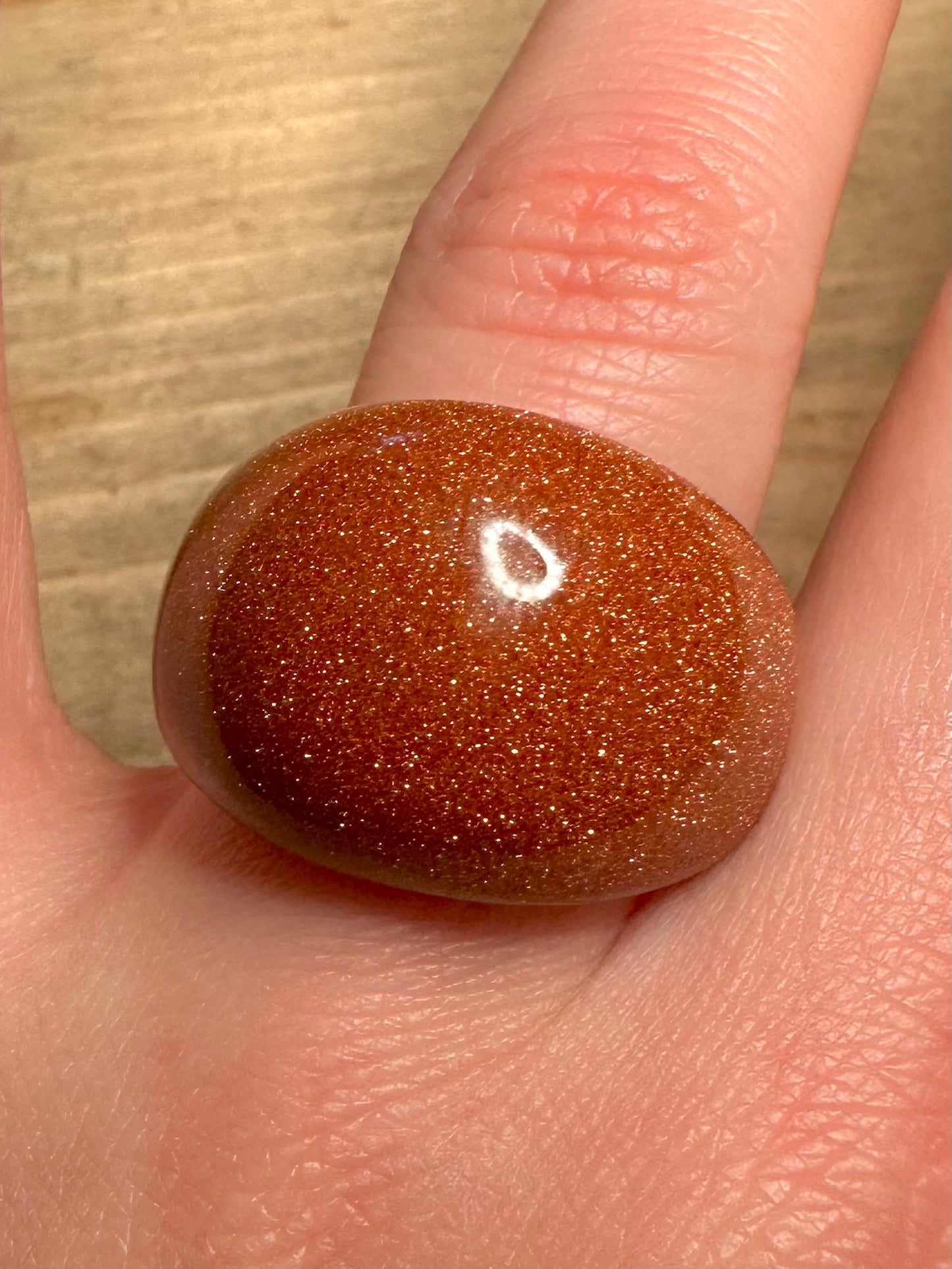 Modernist Sunstone Dome 925 Silver Size R Ring