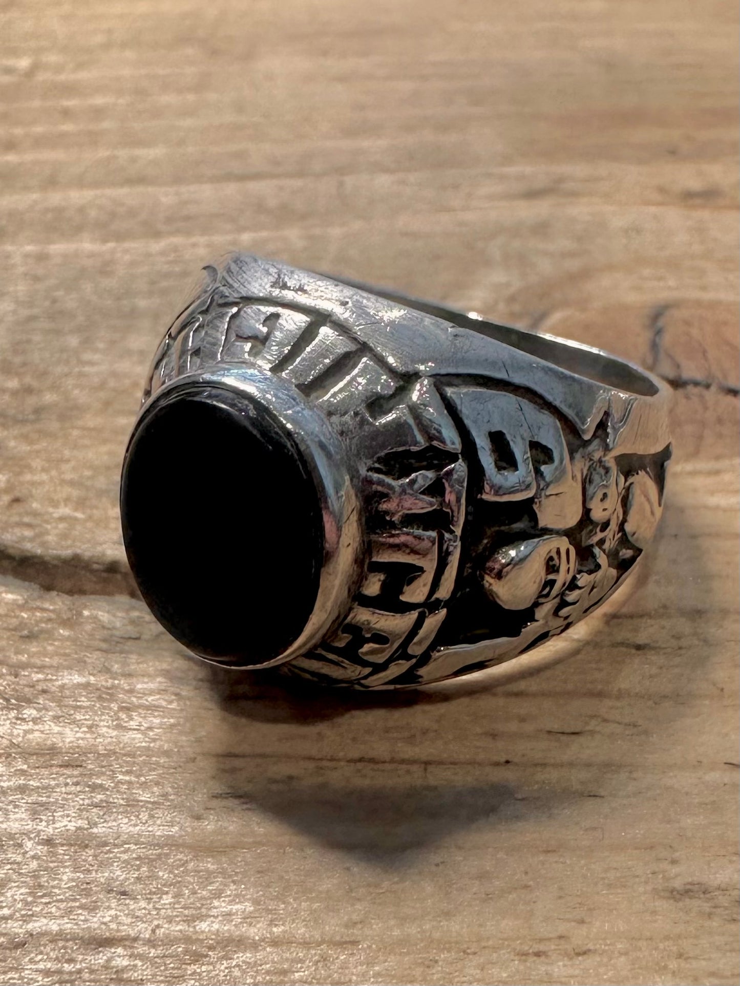 Vintage 1996 Central High Onyx College 925 Silver Size S Ring