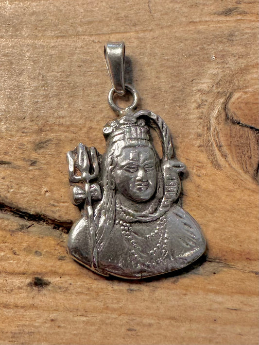 Vintage Shiva Hindu God 925 Silver Pendant