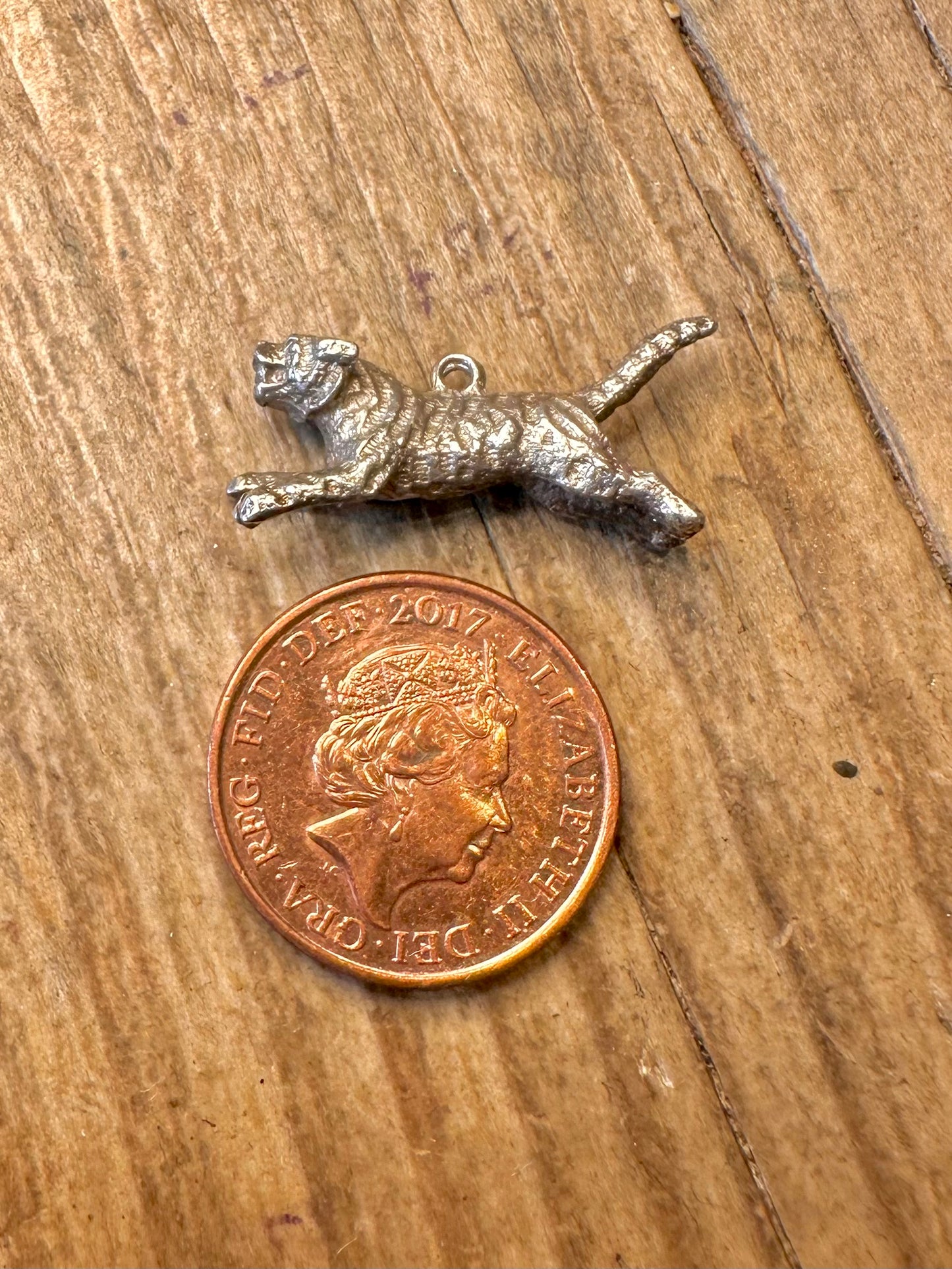 Tiger Springend 925 Sterlingsilber Anhänger