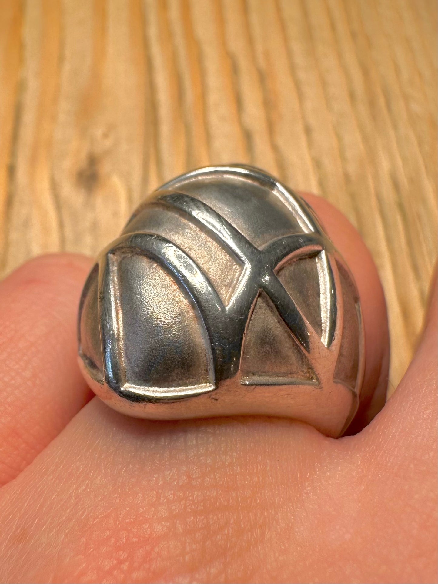 Abstract Dome 925 Sterling Silver Size N Ring
