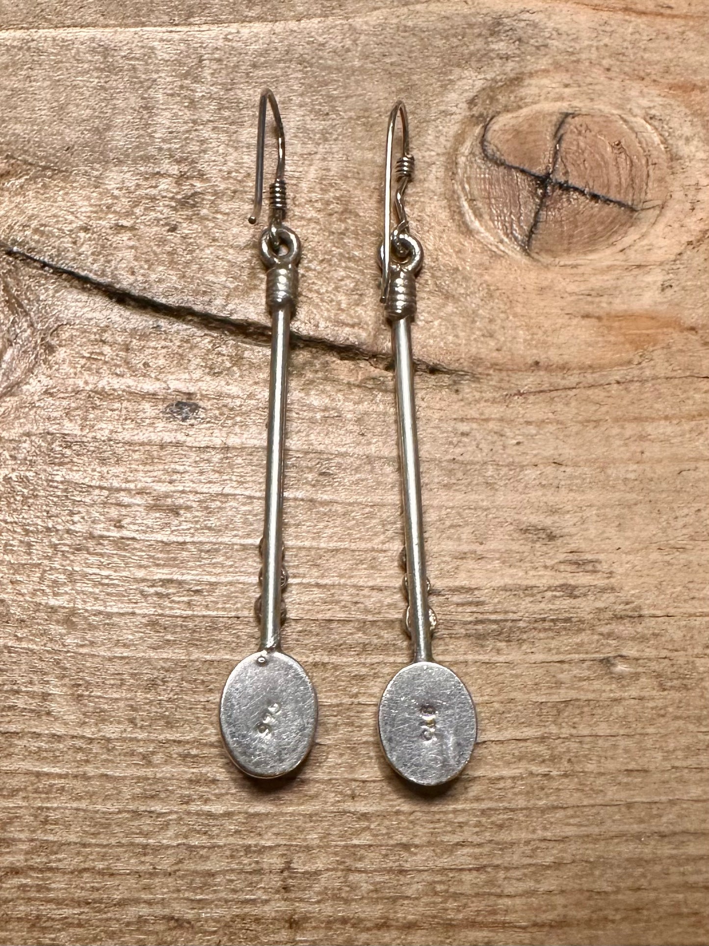 Vintage Carnelian Dangle 925 Silver Earrings