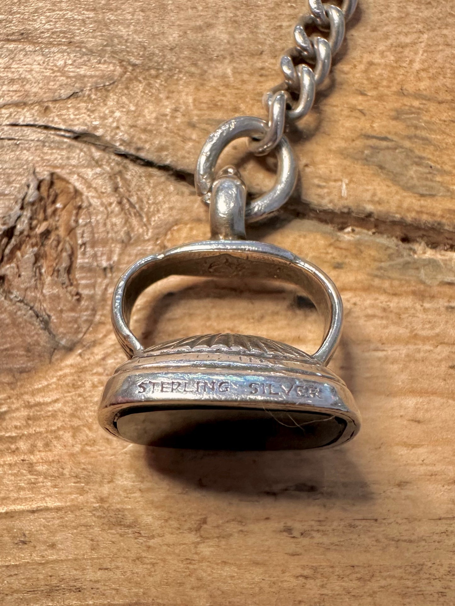 Vintage Albert Chain Maker Edwin Page with Onyx Thob and T Bar 925 Silver Hallmarked 925 Silver 15 inch Collectable