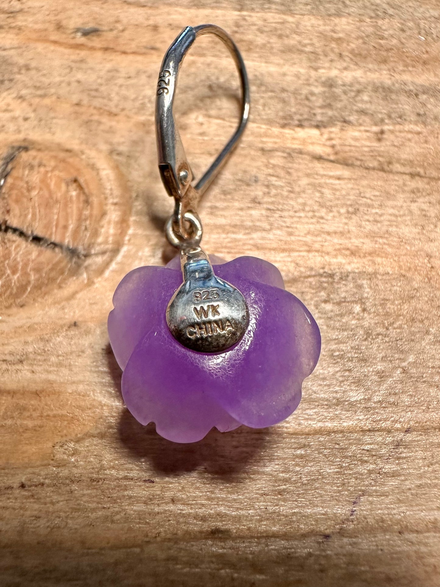 Modern Purple Flower 925 Silver Earrings