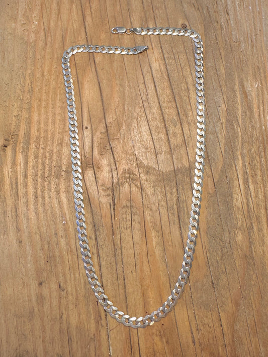 Flat Curb Chain 925 Sterling Silver 18 inch Necklace