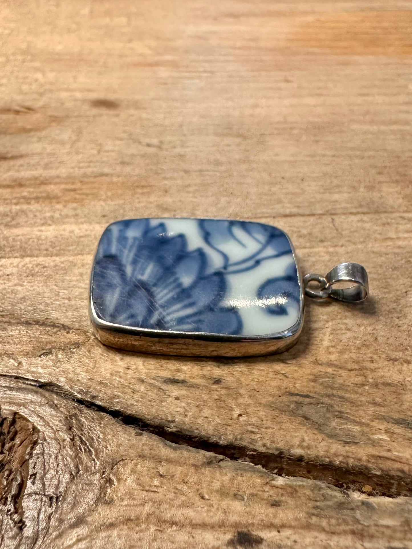 Vintage Ceramic 925 Silver Pendant