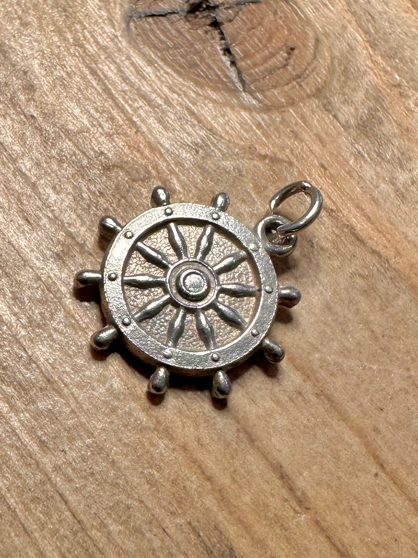 Vintage Ship Captains Wheel 925 Silver Charm Pendant