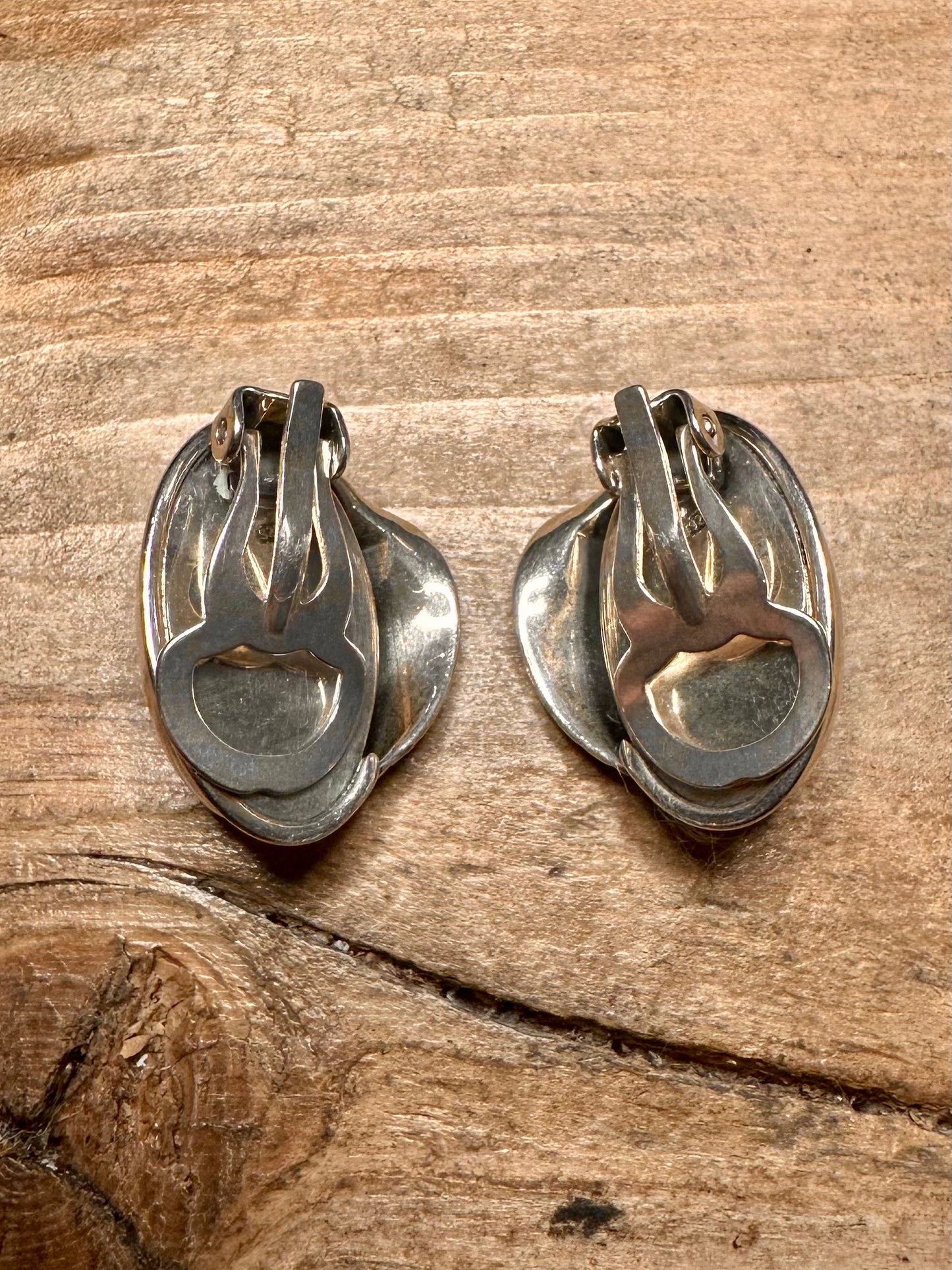 Vintage Baltic Amber Clip On 925 Silver Earrings