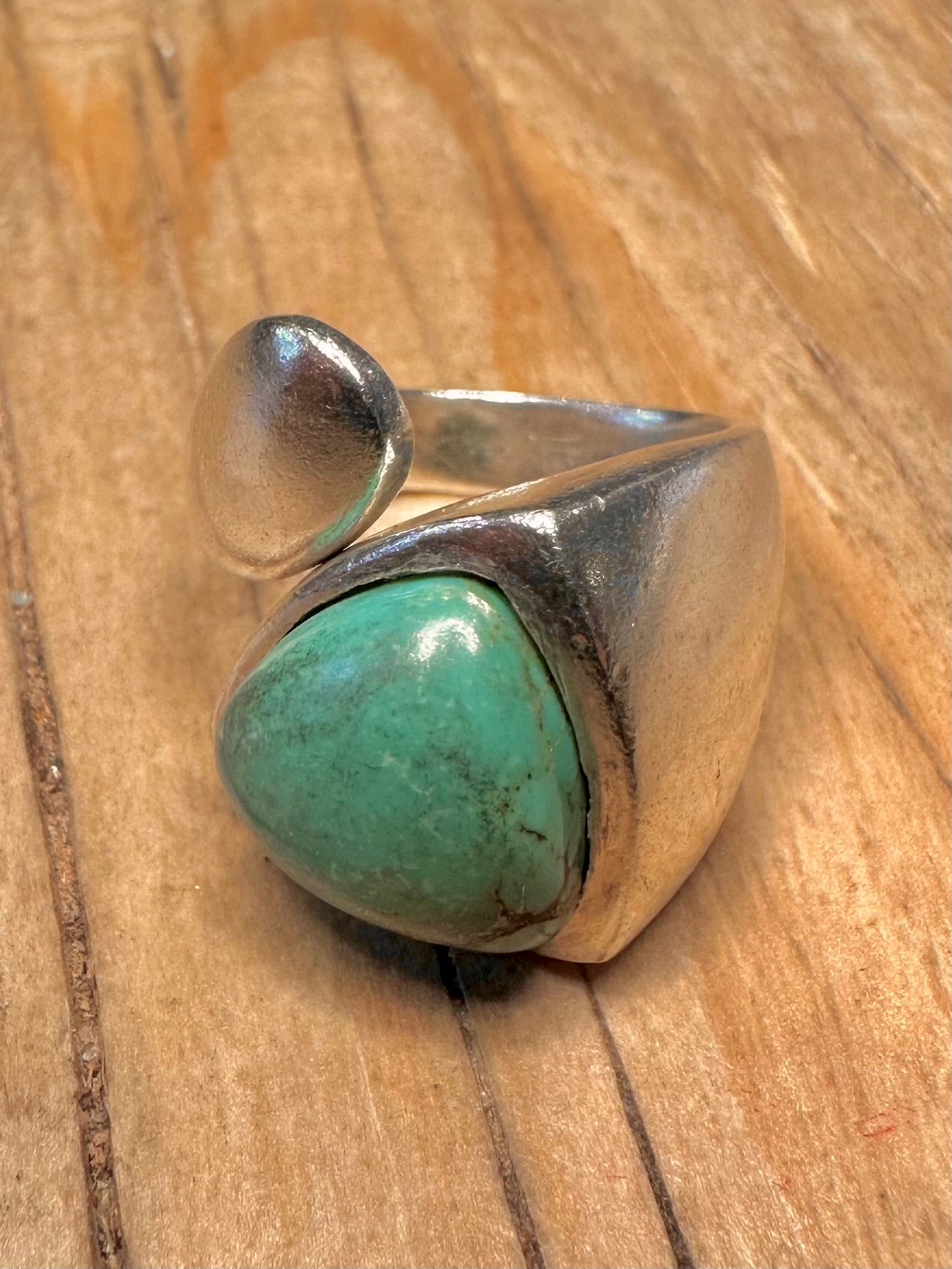 Abstract Turquoise Overlapping 925 Sterling Silver Size M Ring