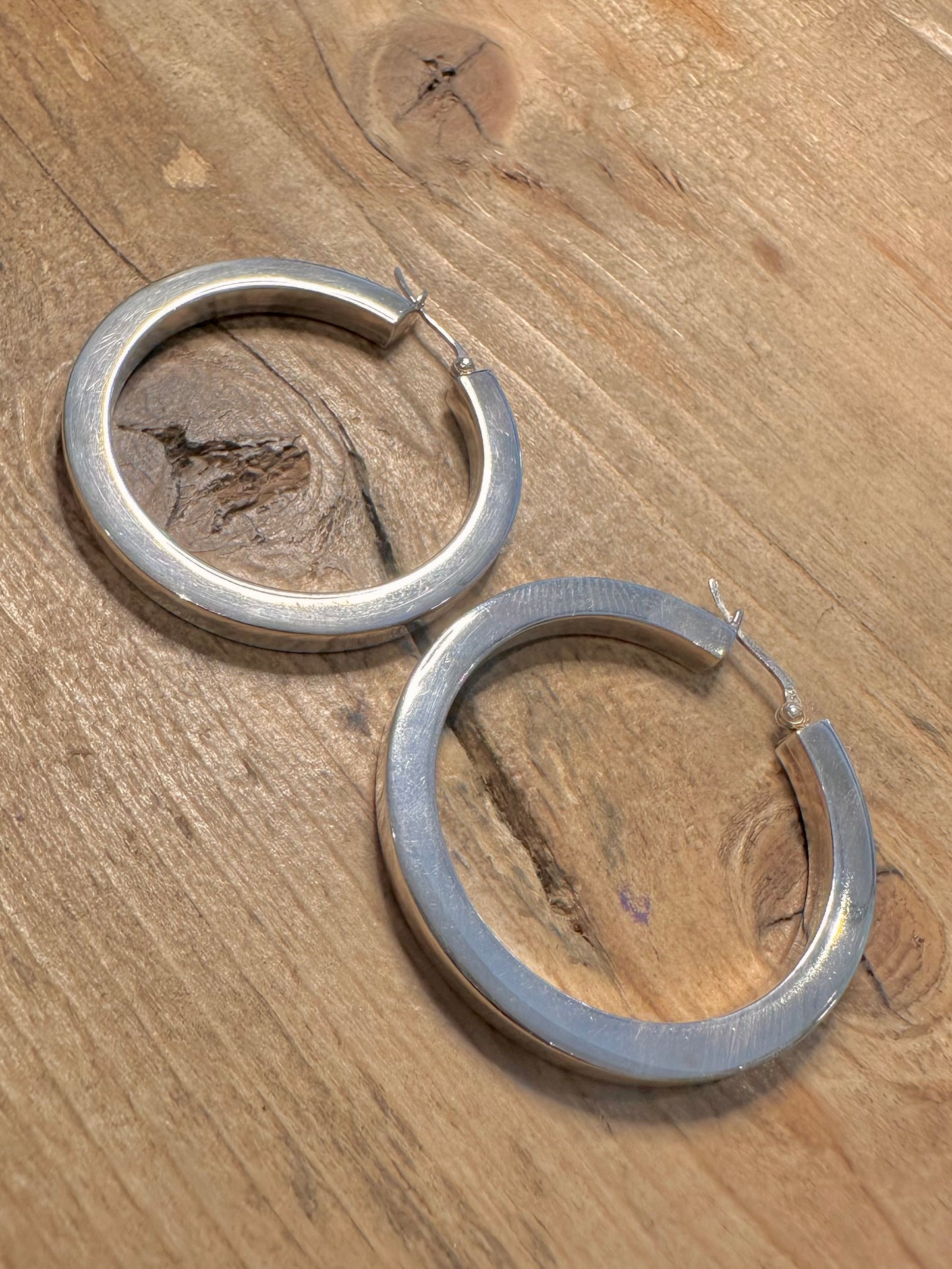 Vintage Chunky Hoops 925 Silver Earrings