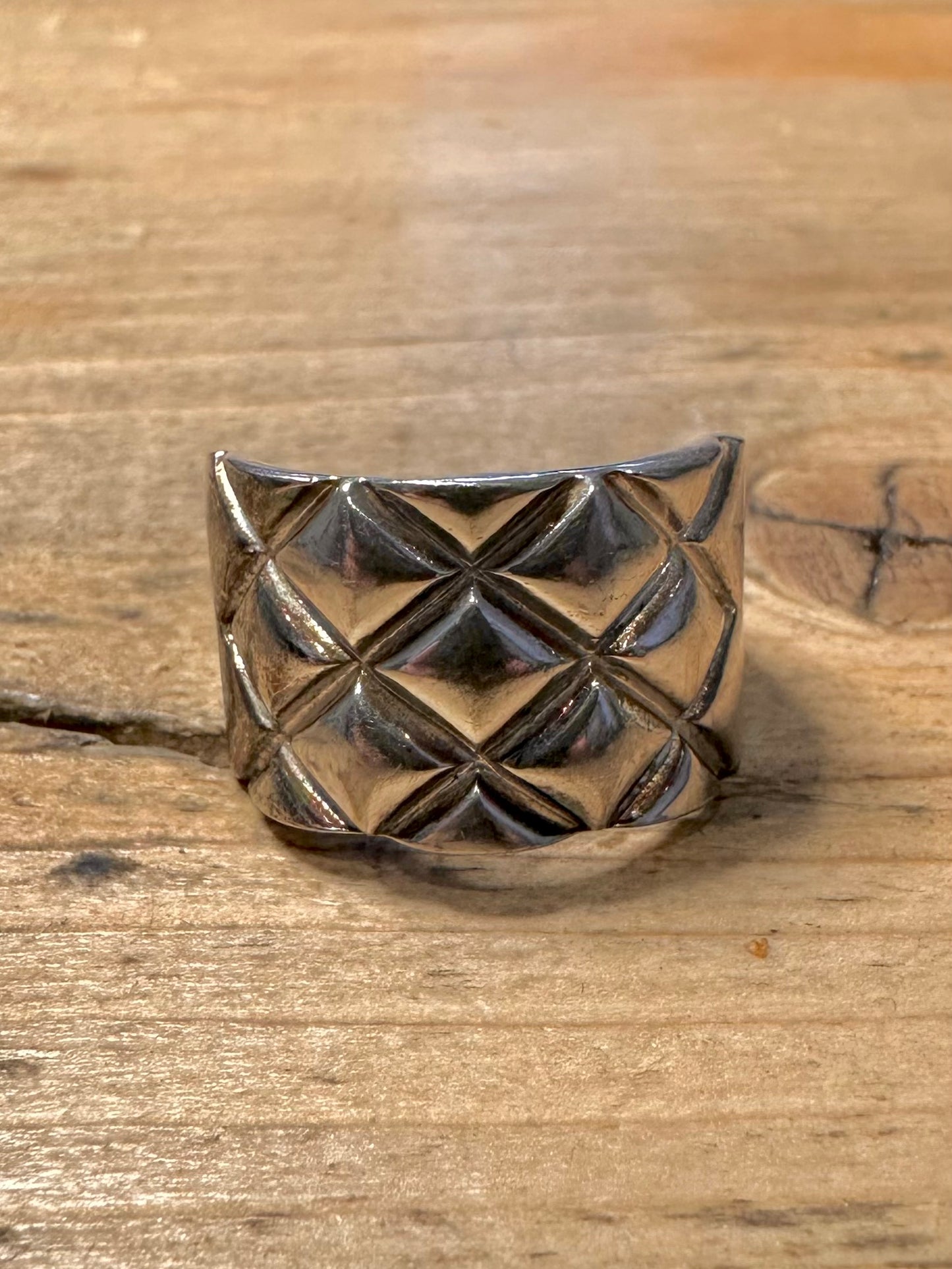 Abstract Textured 925 Silver Size P Ring