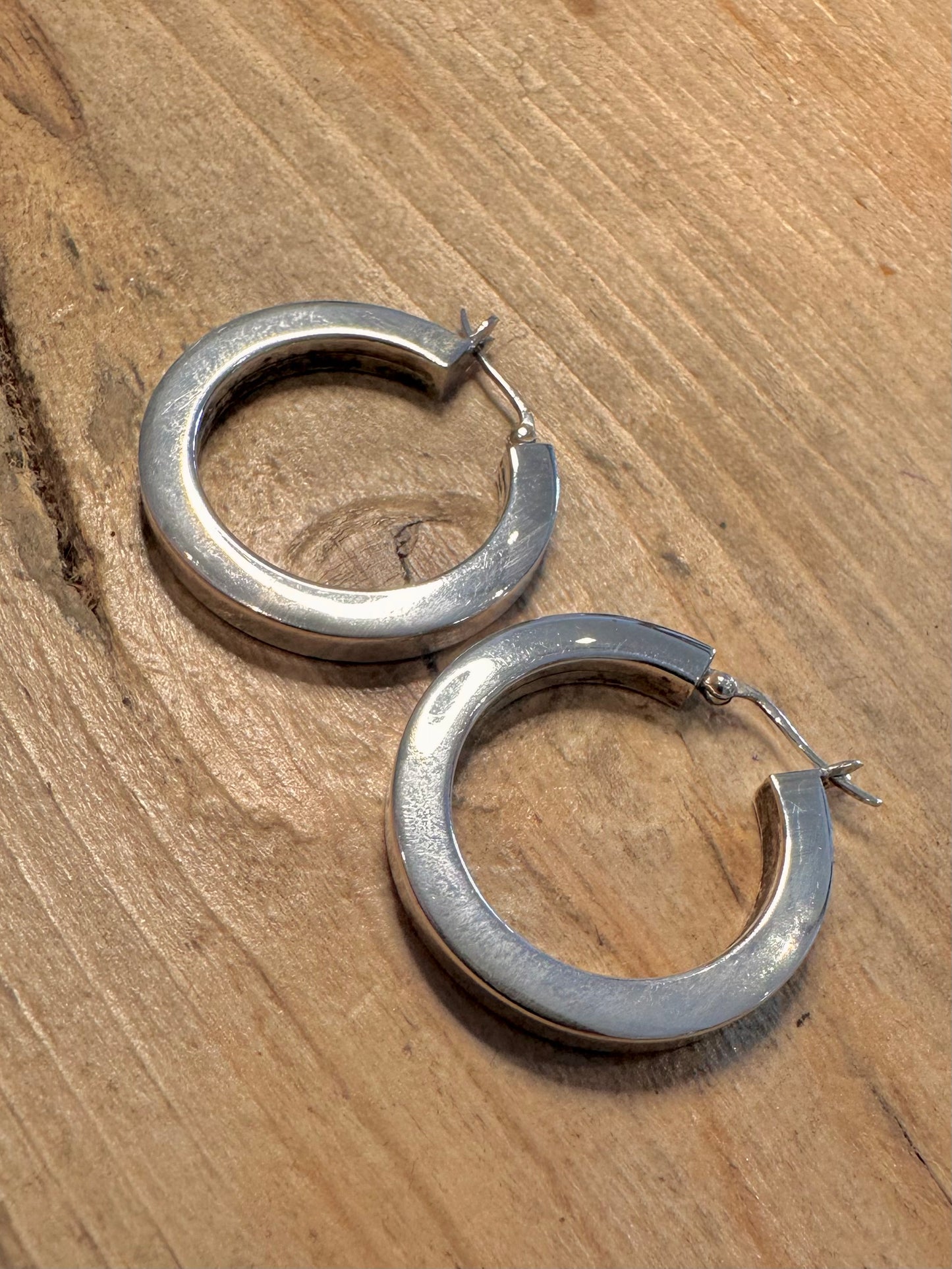 Vintage Chunky Hoops 925 Silver Earrings
