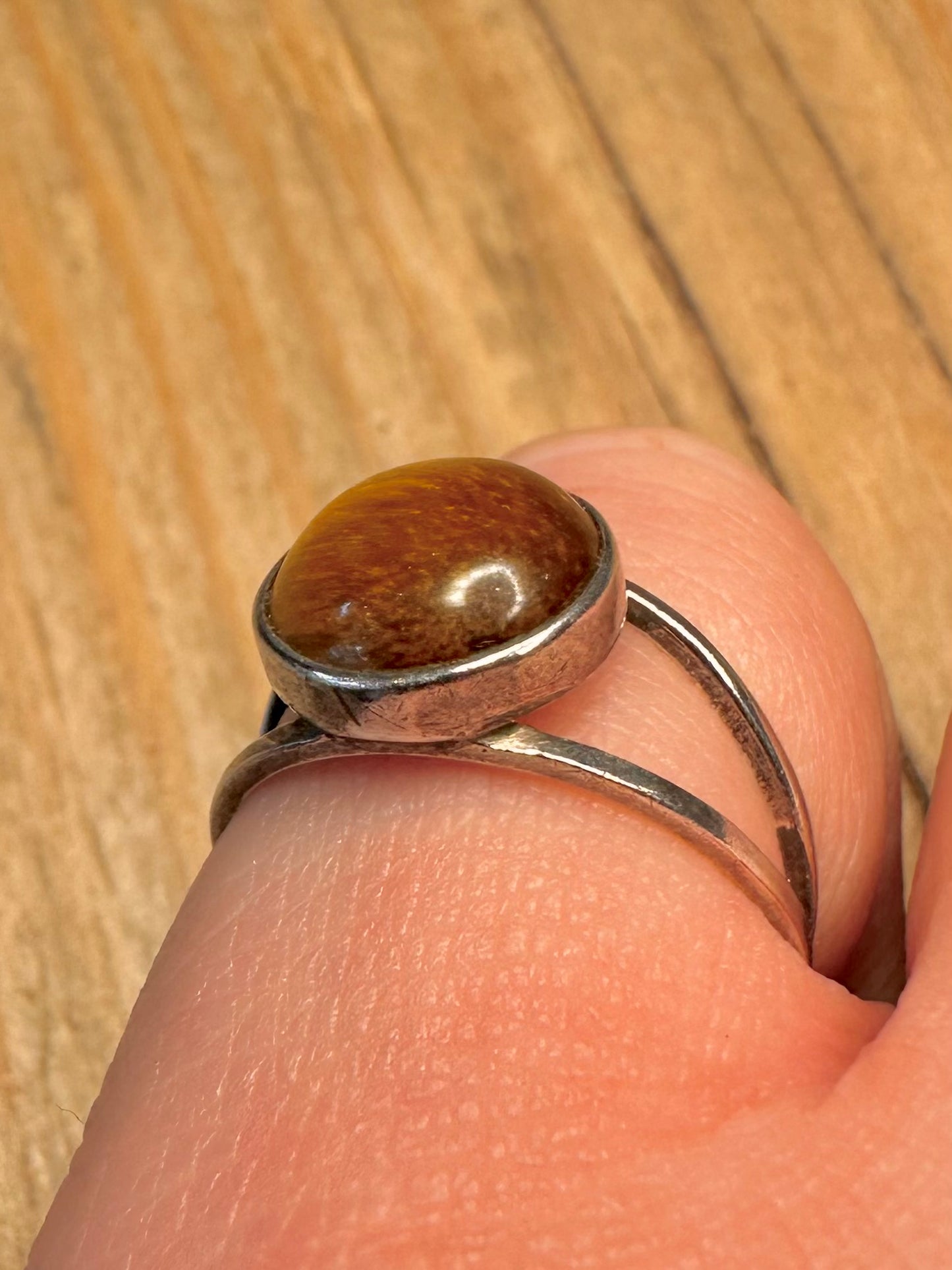 Vintage Tigers Eye 925 Sterling Silver Size M Ring