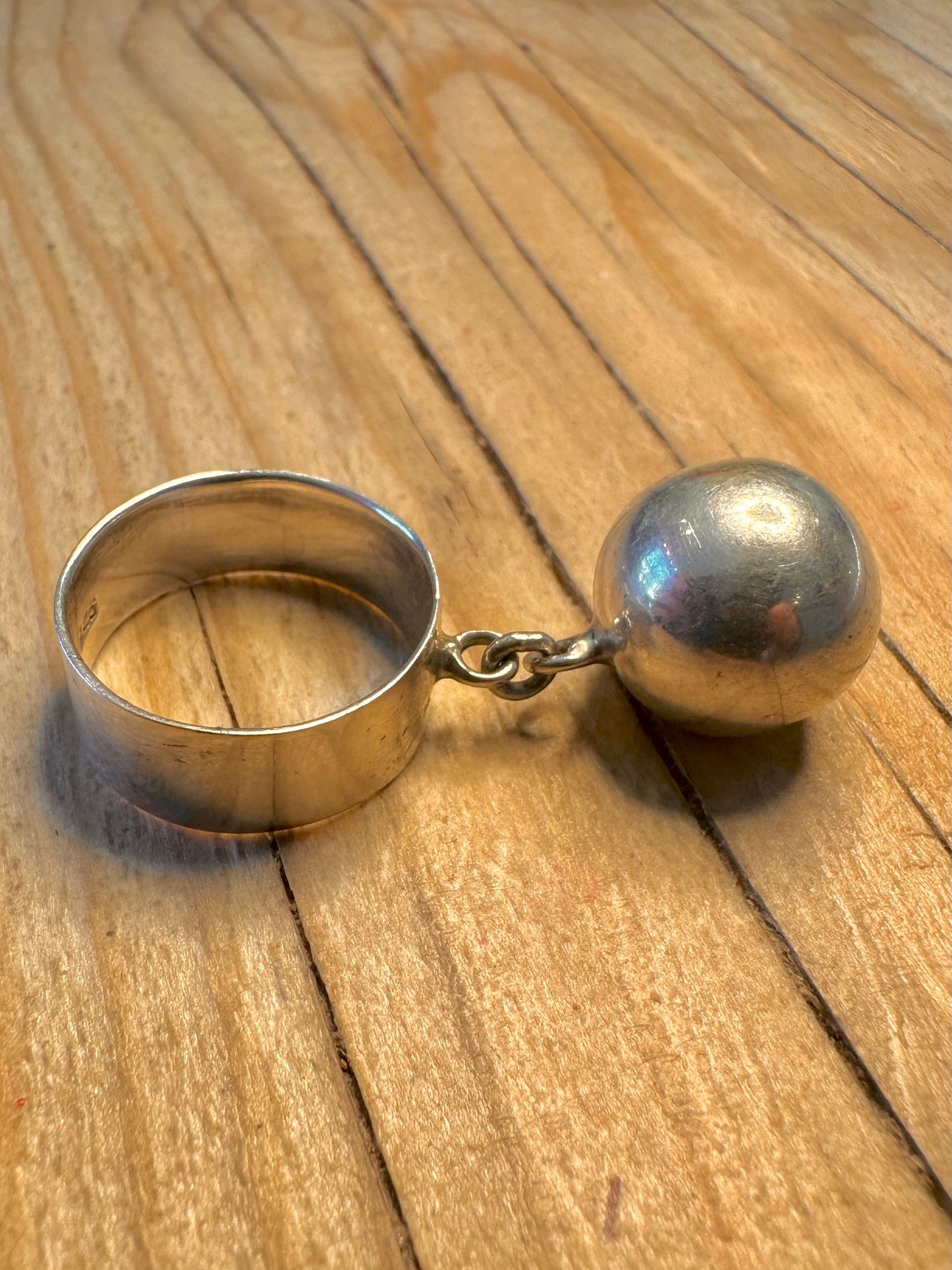 Abstract Dangle Ball 925 Sterling Silver Size N1/2 Ring