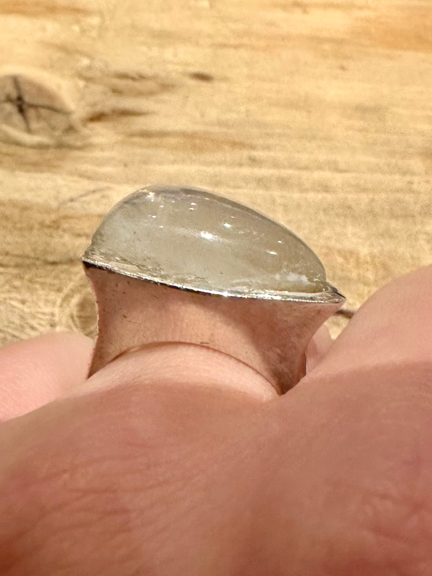 Abstract Moonstone Shape 925 Silver Size V Ring