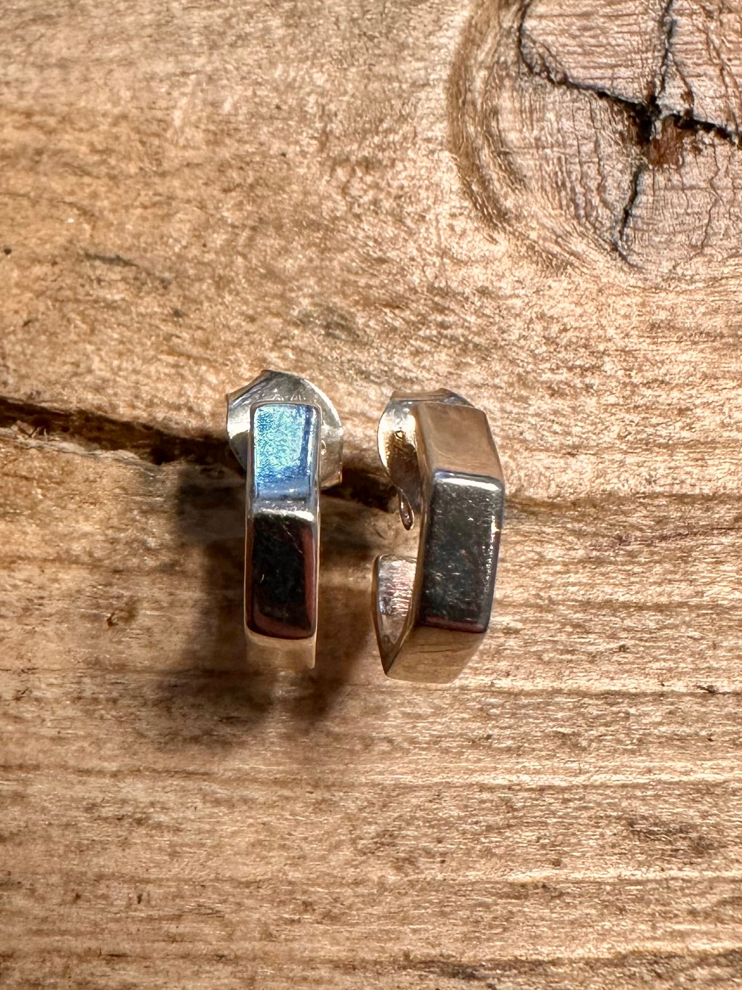 Abstract Geometric Half Hoops 925 Silver Earrings