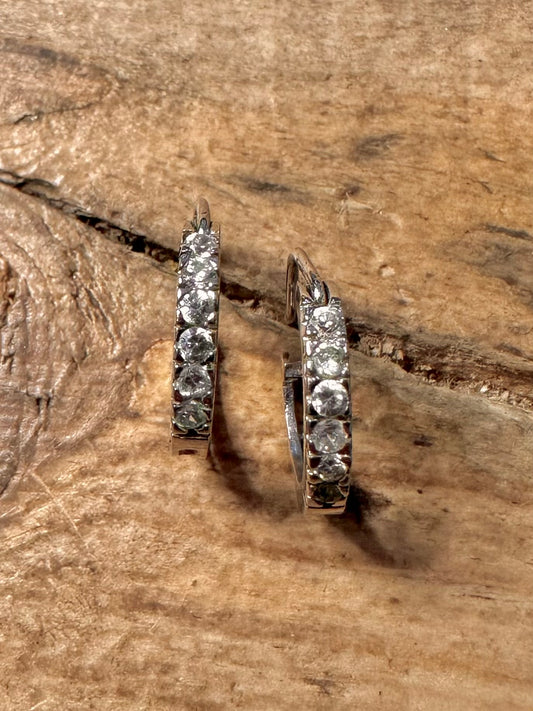 Modern CZ White Hoops 925 Silver Earrings